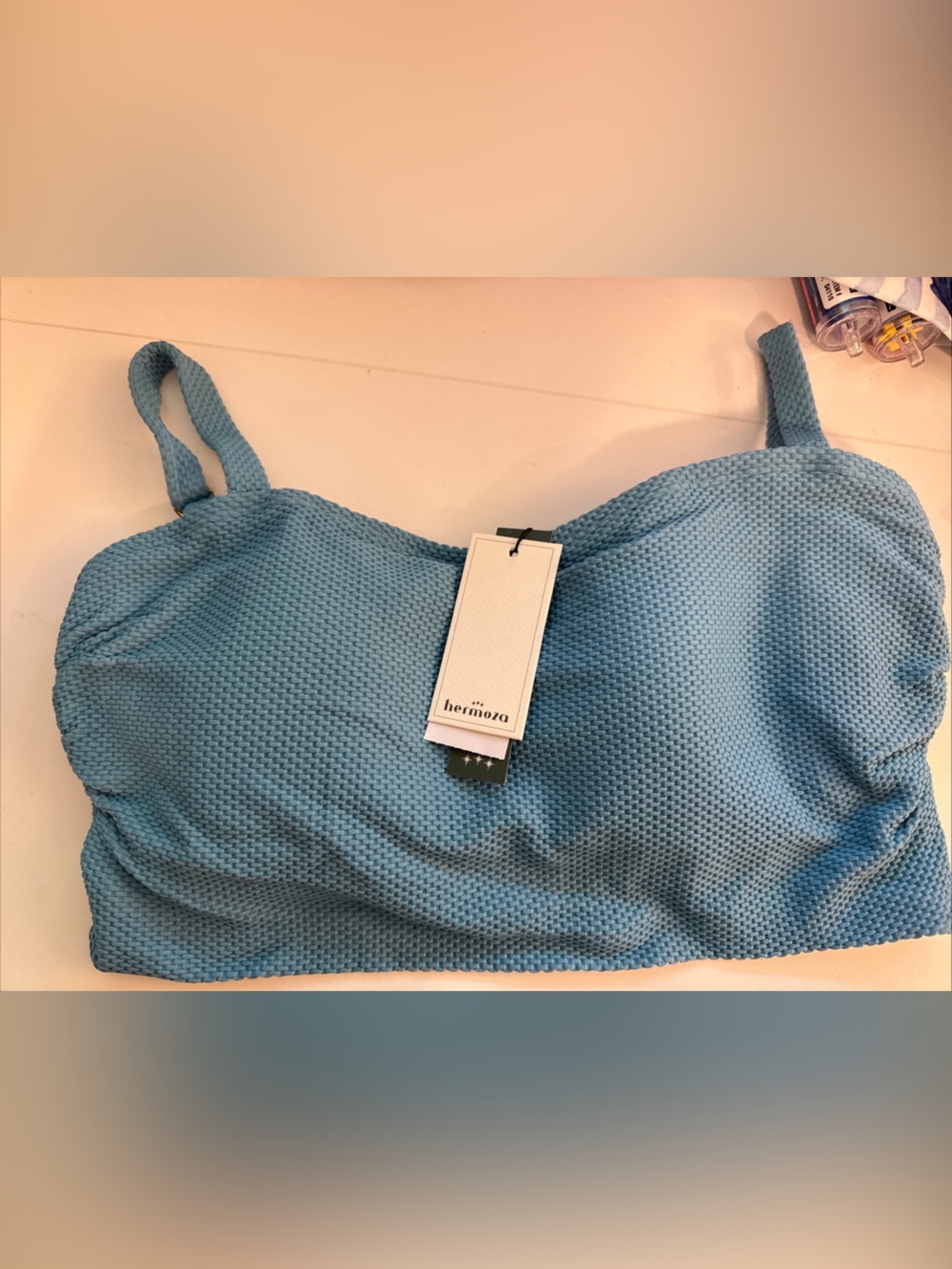 Hermoza Women's Lucia Tankini Top Swimsuit Size 14 In Freshwater Blue NWT